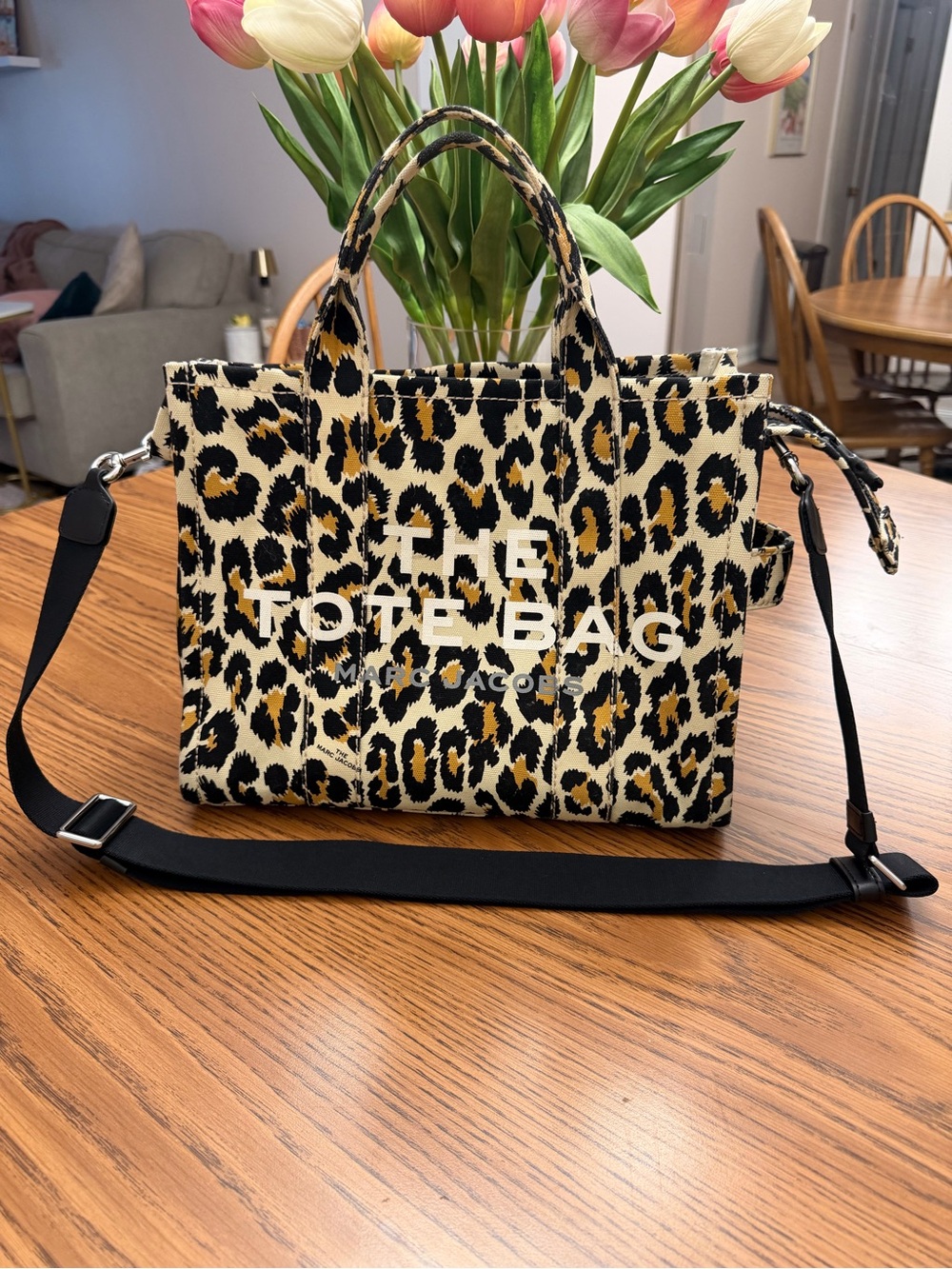 Marc Jacobs Leopard Print Canvas Tote in Black and Tan